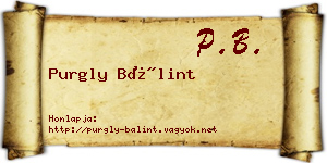 Purgly Bálint névjegykártya