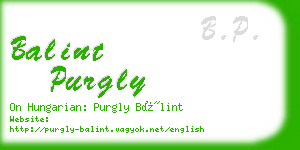 balint purgly business card